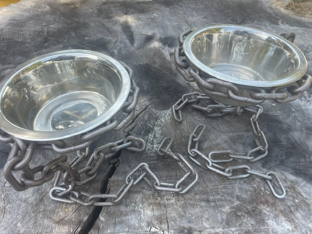 Elevated Dog / Cat bowl holders w/stainless bowls (large)